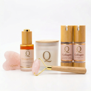 Zestaw | Duet kolagenów + Orange Glow + gua sha + roller + świeca