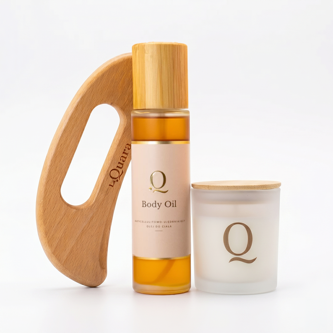 Zestaw | Body Oil + masażer + świeca
