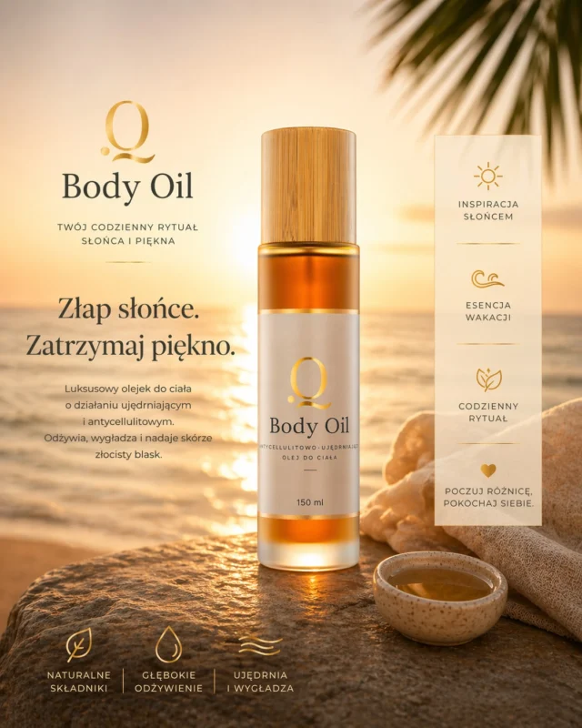 Złap słońce. Zatrzymaj chwilę. ✨🌊

Wyobraź sobie ciepło promieni na skórze, delikatny powiew wiatru i ten moment, kiedy wszystko zwalnia…
To właśnie ten rytuał zamknęliśmy w jednej butelce.

Luksusowy olejek do ciała, który:
☀️ otula skórę jak letnie słońce
🌿 intensywnie odżywia i wygładza
💧 przywraca naturalny blask i miękkość

Niech każdy dzień będzie jak powrót z wakacji.

#bodyoil #rytuałpielęgnacyjny #luksusowapielęgnacja #glowingskincare #selfcarefirst #sᴜᴍᴍᴇʀᴠɪʙᴇs #naturalbeautyproducts